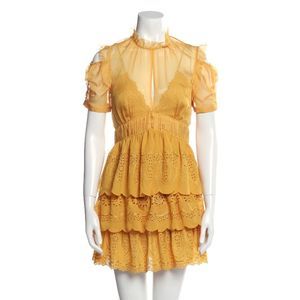 SELF PORTRAIT - Sz 8 EUC - Yellow dress with statement sleeve